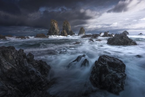 Aomi Island with rough waves